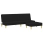 vidaXL Sofá cama de 2 plazas con taburete tela negro vidaXL Sofá cama de 2 plazas con taburete tela negro