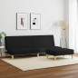 vidaXL Sofá cama de 2 plazas con taburete tela negro vidaXL Sofá cama de 2 plazas con taburete tela negro