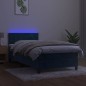 vidaXL Cama box spring colchón y LED terciopelo azul oscuro 90x200 cm vidaXL Cama box spring colchón y LED terciopelo azul oscuro 90x200 cm
