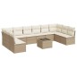 vidaXL Set de sofás de jardín 11pzas con cojines ratán sintético beige