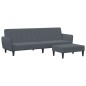 vidaXL Sofá cama de 2 plazas con taburete terciopelo gris oscuro vidaXL Sofá cama de 2 plazas con taburete terciopelo gris oscuro