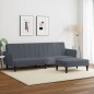 vidaXL Sofá cama de 2 plazas con taburete terciopelo gris oscuro vidaXL Sofá cama de 2 plazas con taburete terciopelo gris oscuro