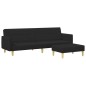 vidaXL Sofá cama de 2 plazas con taburete tela negro vidaXL Sofá cama de 2 plazas con taburete tela negro