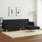 vidaXL Sofá cama de 2 plazas con taburete tela negro vidaXL Sofá cama de 2 plazas con taburete tela negro