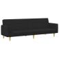 vidaXL Sofá cama de 2 plazas con taburete tela negro vidaXL Sofá cama de 2 plazas con taburete tela negro