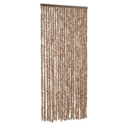 vidaXL Cortina antimoscas chenilla beige y marrón oscuro 100x200 cm