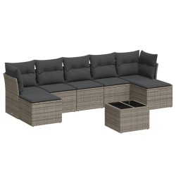 vidaXL Set de sofás de jardín 8 pzas y cojines ratán sintético gris