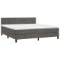 vidaXL Cama box spring colchón y LED terciopelo gris oscuro 180x200 cm vidaXL Cama box spring colchón y LED terciopelo gris oscuro 180x200 cm
