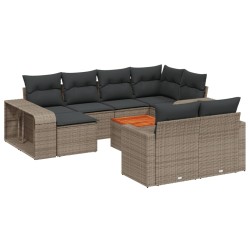 vidaXL Set de sofás de jardín 11 pzas y cojines ratán sintético gris
