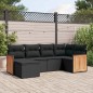 vidaXL Set de sofás de jardín 6 piezas y cojines ratán sintético negro vidaXL Set de sofás de jardín 6 piezas y cojines ratán sintético negro