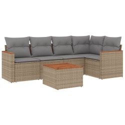 vidaXL Juego de sofás jardín con cojines beige mezcla 6 pzas ratán PE