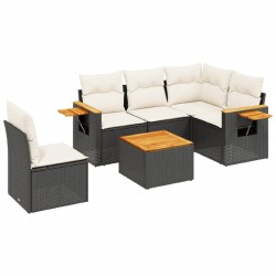 vidaXL Set de sofás de jardín 6 piezas y cojines ratán sintético negro