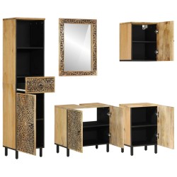 vidaXL Conjunto de muebles de baño 5 piezas madera maciza de mango
