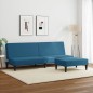 vidaXL Sofá cama de 2 plazas con taburete terciopelo azul