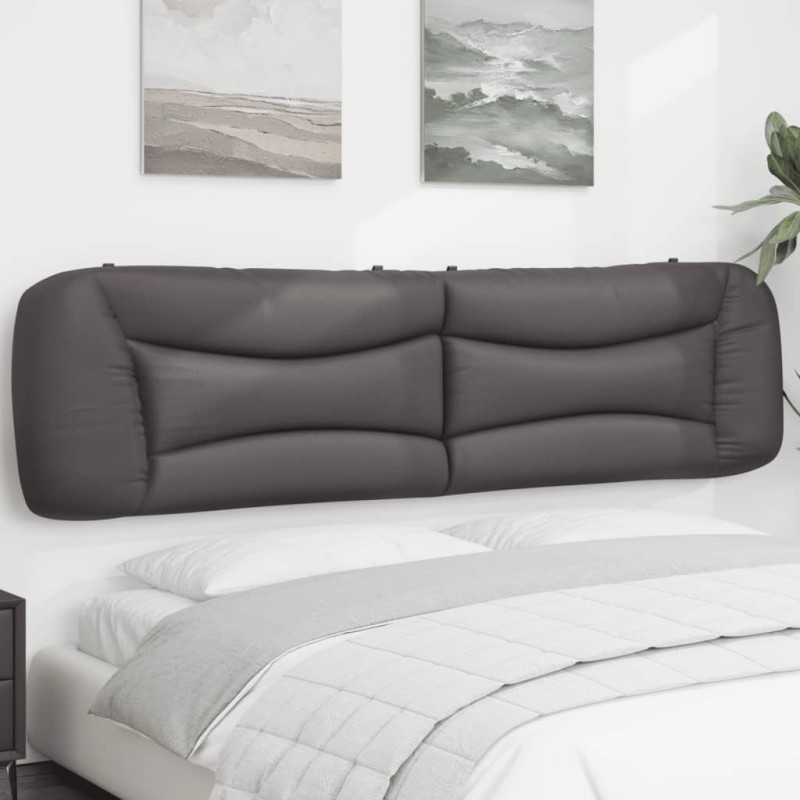 vidaXL Cabecero de cama acolchado cuero sintético gris 200 cm vidaXL Cabecero de cama acolchado cuero sintético gris 200 cm