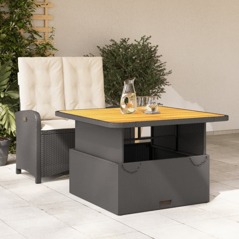 vidaXL Set comedor de jardín 2 pzas con cojines ratán sintético negro vidaXL Set comedor de jardín 2 pzas con cojines ratán sintético negro