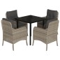 vidaXL Set comedor de jardín 5 pzas cojines ratán sintético gris claro vidaXL Set comedor de jardín 5 pzas cojines ratán sintético gris claro