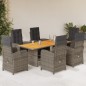 vidaXL Set comedor jardín 7 pzas y cojines ratán sintético gris vidaXL Set comedor jardín 7 pzas y cojines ratán sintético gris