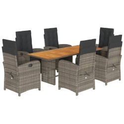 vidaXL Set comedor jardín 7 pzas y cojines ratán sintético gris