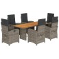vidaXL Set comedor jardín 7 pzas y cojines ratán sintético gris vidaXL Set comedor jardín 7 pzas y cojines ratán sintético gris