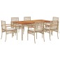 vidaXL Set comedor de jardín 7 pzas con cojines ratán sintético beige