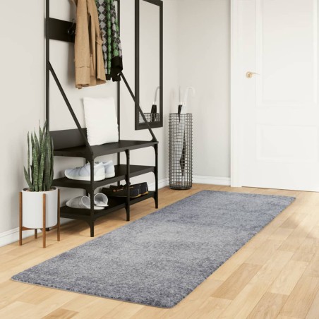 vidaXL Alfombra de pelo largo moderna azul 80x250 cm