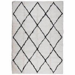 vidaXL Alfombra de pelo largo moderna crema y negro 140x200 cm
