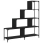 vidaXL Librería con 4 peldaños madera ingeniería negro 139x33,5x149 cm vidaXL Librería con 4 peldaños madera ingeniería negro 139x33,5x149 cm