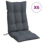 vidaXL Cojines de silla respaldo alto 6 uds tela Oxford gris antracita vidaXL Cojines de silla respaldo alto 6 uds tela Oxford gris antracita