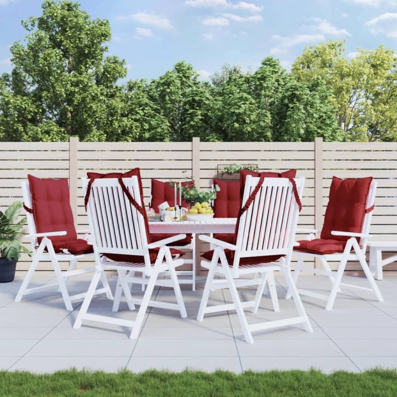 vidaXL Cojines de silla con respaldo alto 6 uds tela Oxford rojo tinto vidaXL Cojines de silla con respaldo alto 6 uds tela Oxford rojo tinto