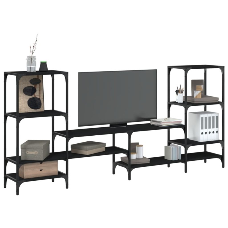 vidaXL Mueble para TV madera de ingeniería negro 206,5x28,5x95 cm vidaXL Mueble para TV madera de ingeniería negro 206,5x28,5x95 cm