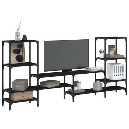 vidaXL Mueble para TV madera de ingeniería negro 206,5x28,5x95 cm