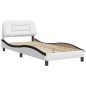 vidaXL Cama con cabecero cuero sintético blanco y negro 80x200 cm vidaXL Cama con cabecero cuero sintético blanco y negro 80x200 cm