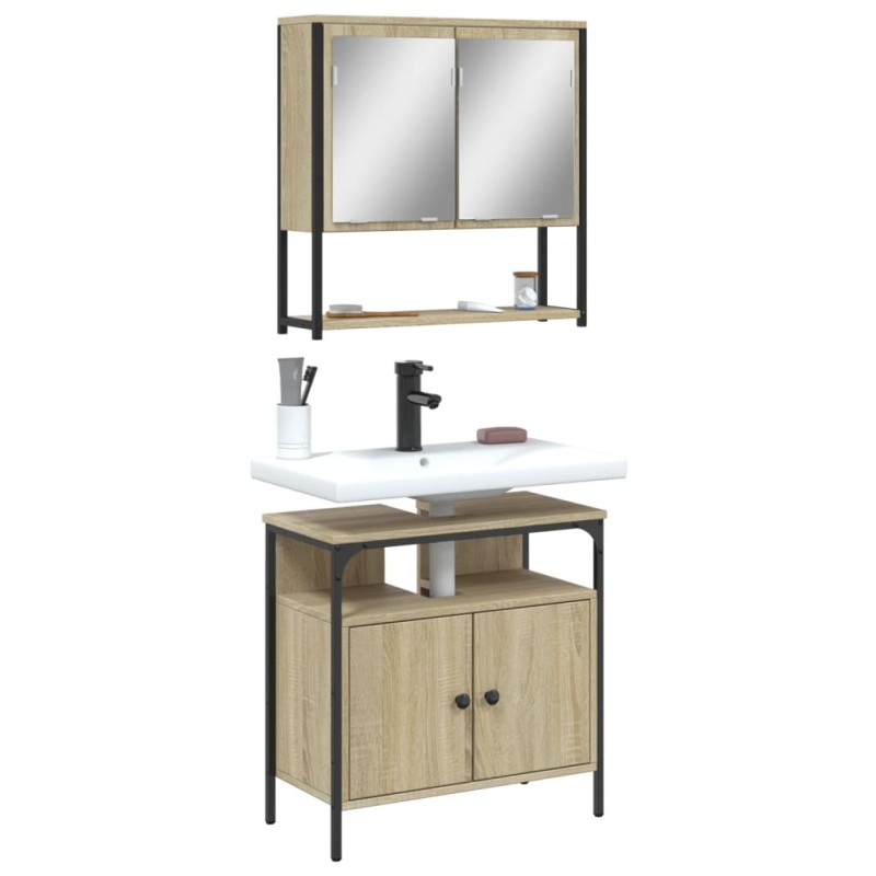 vidaXL Set de muebles de baño 2 pzas madera contrachapada roble Sonoma vidaXL Set de muebles de baño 2 pzas madera contrachapada roble Sonoma