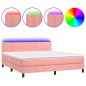 vidaXL Cama box spring colchón y LED terciopelo rosa 180x200 cm vidaXL Cama box spring colchón y LED terciopelo rosa 180x200 cm
