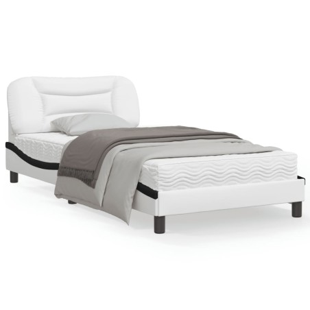 vidaXL Estructura de cama con cabecero cuero sintético blanco y negro