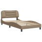 vidaXL Estructura de cama cabecero cuero sintético capuchino 100x200cm vidaXL Estructura de cama cabecero cuero sintético capuchino 100x200cm