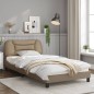 vidaXL Estructura de cama cabecero cuero sintético capuchino 100x200cm vidaXL Estructura de cama cabecero cuero sintético capuchino 100x200cm