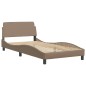 vidaXL Estructura de cama cabecero cuero sintético capuchino 100x200cm vidaXL Estructura de cama cabecero cuero sintético capuchino 100x200cm