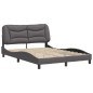 vidaXL Estructura de cama con cabecero cuero sintético gris 140x190 cm vidaXL Estructura de cama con cabecero cuero sintético gris 140x190 cm