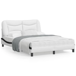 vidaXL Estructura de cama con cabecero cuero sintético blanco y negro