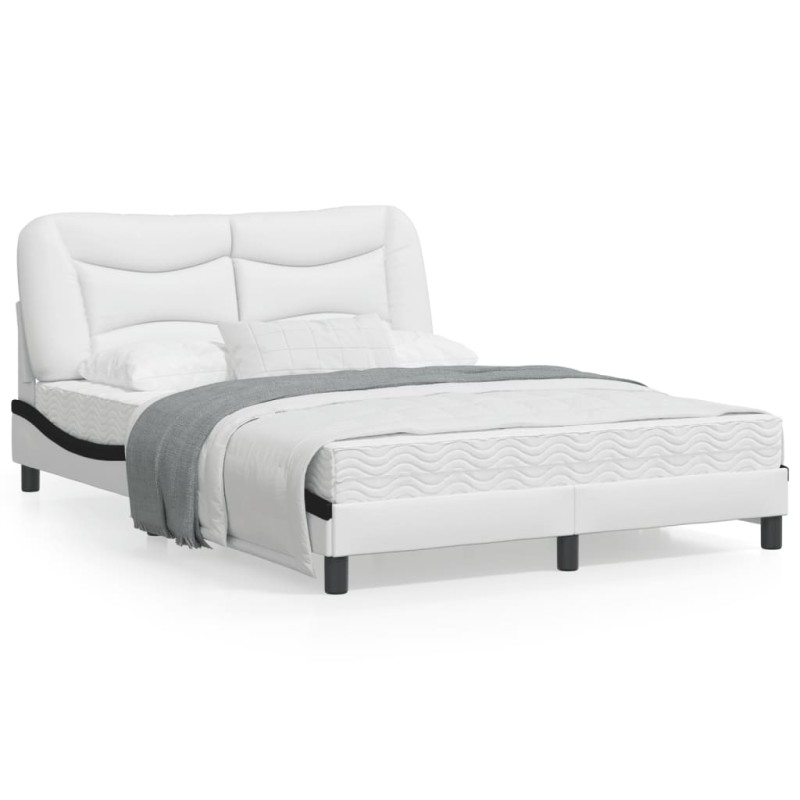vidaXL Estructura de cama con cabecero cuero sintético blanco y negro