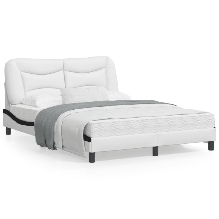 vidaXL Estructura de cama con cabecero cuero sintético blanco y negro