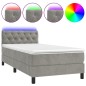 vidaXL Cama box spring colchón y LED terciopelo gris claro 80x200 cm vidaXL Cama box spring colchón y LED terciopelo gris claro 80x200 cm