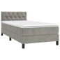 vidaXL Cama box spring colchón y LED terciopelo gris claro 80x200 cm vidaXL Cama box spring colchón y LED terciopelo gris claro 80x200 cm