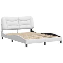 vidaXL Estructura de cama cabecero cuero sintético blanco 140x200 cm