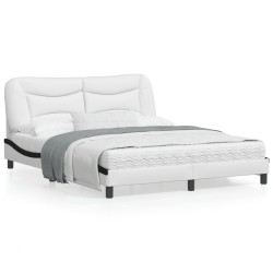 vidaXL Estructura cama cabecero cuero sintético blanco negro 160x200cm