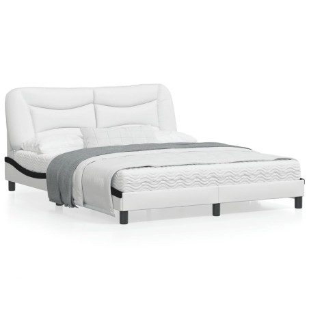 vidaXL Estructura cama cabecero cuero sintético blanco negro 160x200cm