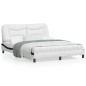vidaXL Estructura cama cabecero cuero sintético blanco negro 160x200cm vidaXL Estructura cama cabecero cuero sintético blanco negro 160x200cm