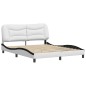 vidaXL Estructura cama cabecero cuero sintético blanco negro 160x200cm vidaXL Estructura cama cabecero cuero sintético blanco negro 160x200cm
